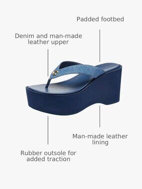 Coach Sculpted C Denim Platform Flip Flops Size 6 NWOB